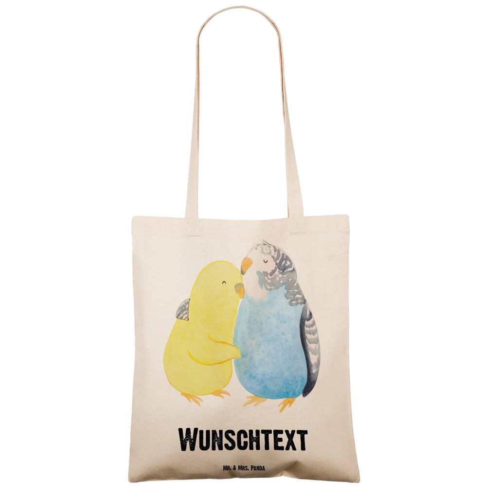 Personalised tote bag Parakeets in love Love, Loving, Two, Together, Marriage, Engagement, Proposal of marriage, Love gift, gift for her, gift for him, anniversary gift, love, trust, budgie, birds, cuddling, closeness