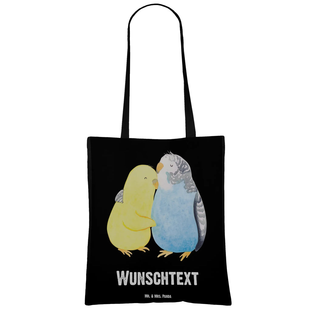 Personalised tote bag Parakeets in love Love, Loving, Two, Together, Marriage, Engagement, Proposal of marriage, Love gift, gift for her, gift for him, anniversary gift, love, trust, budgie, birds, cuddling, closeness