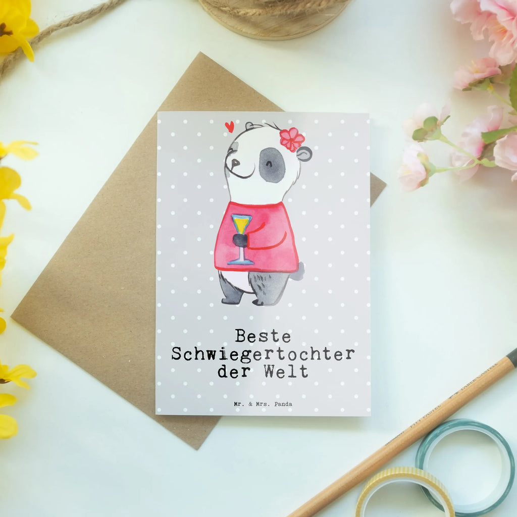 Grußkarte Panda Beste Schwiegertochter der Welt Grußkarte, Einladungskarte, Ansichtskarten, Hochzeitskarte, Geburtstagskarte, Glückwunschkarte, Klappkarte, Karte, für, Dankeschön, Geschenk, Schenken, Geburtstag, Geburtstagsgeschenk, Geschenkidee, Danke, Bedanken, Mitbringsel, Freude machen, Geschenktipp, Schwiegertochter, Frau, angeheiratet, Ehefrau des Sohns, Tochter, Hochzeit