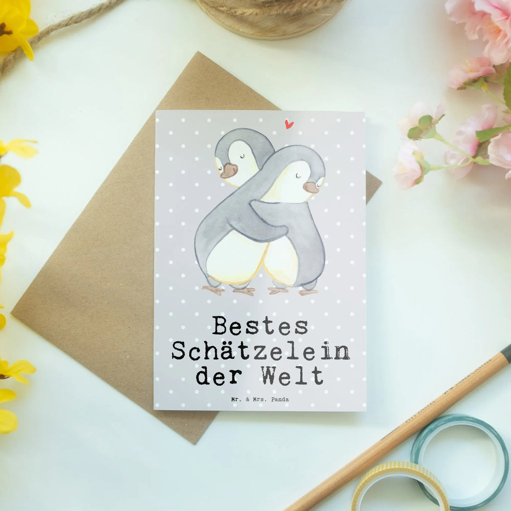 Grußkarte Pinguin Bestes Schätzelein der Welt Ansichtskarten, Geburtstagskarte, Hochzeitskarte, Glückwunschkarte, Klappkarte, Grußkarte, Einladungskarte, Karte, für, Dankeschön, Geschenk, Schenken, Geburtstag, Geburtstagsgeschenk, Geschenkidee, Danke, Bedanken, Mitbringsel, Freude machen, Geschenktipp, Hochzeitstag, Freund, Kosename, Frau, Ehefrau, Schätzelein, Schatzi, Freundin, Schatz, Schätzchen, Ehemann, Mann