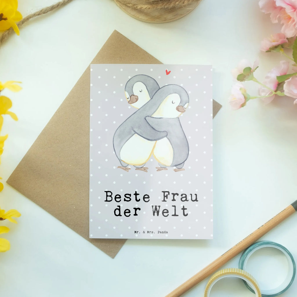 Greetings card penguin best woman in the world Grußkarte, Karte, Glückwunschkarte, Hochzeitskarte, Klappkarte, Einladungskarte, Ansichtskarten, Geburtstagskarte, für, Dankeschön, Geschenk, Schenken, Geburtstag, Geburtstagsgeschenk, Geschenkidee, Danke, Bedanken, Mitbringsel, Freude machen, Geschenktipp, Ehepartner, Frau, Beste, Braut, Lebensgefährtin, Traumfrau, Liebling, Kleinigkeit, Partnerin, Ehefrau, Freundin, Gattin, Ehe