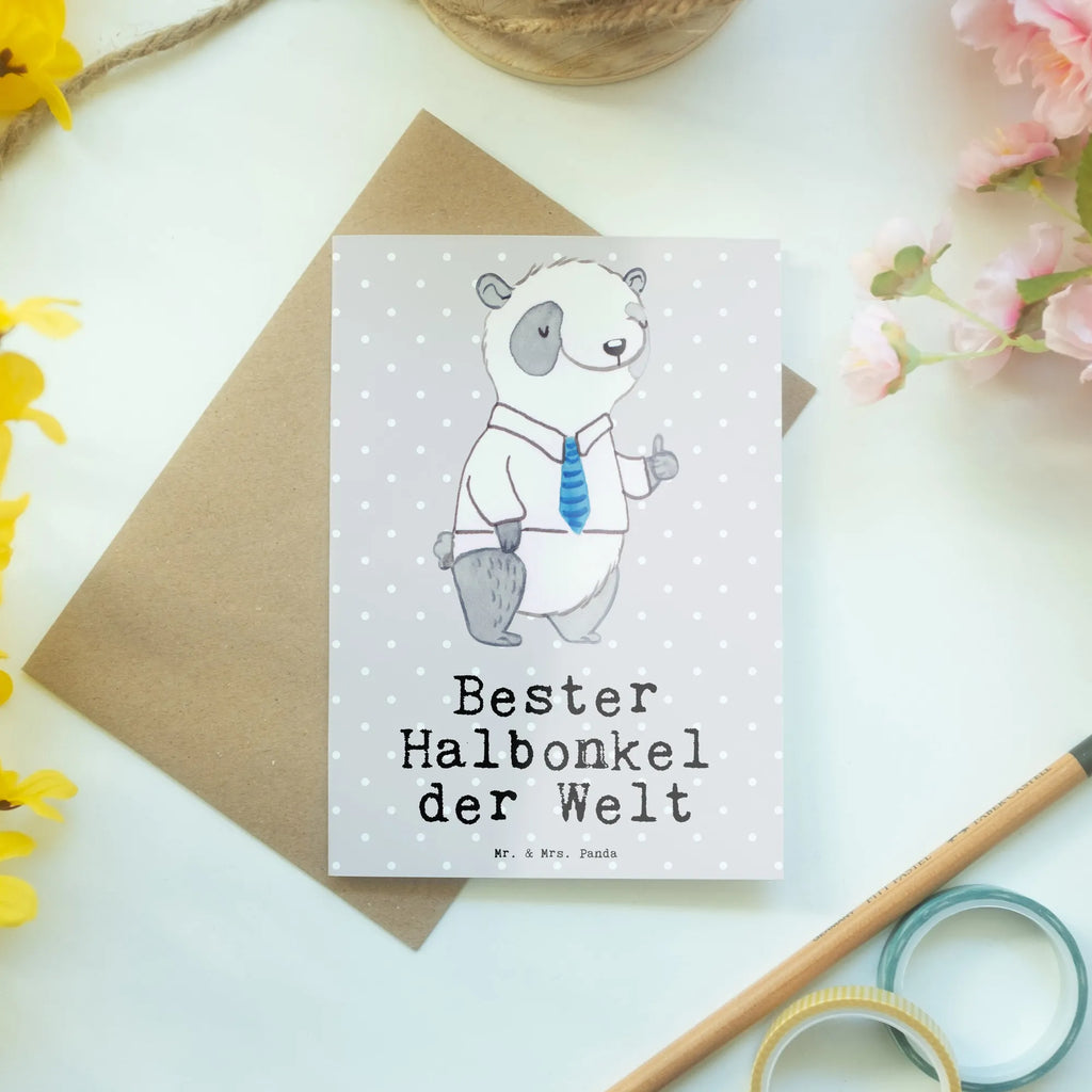Grußkarte Panda Bester Halbonkel der Welt Klappkarte, Geburtstagskarte, Einladungskarte, Karte, Ansichtskarten, Hochzeitskarte, Grußkarte, Glückwunschkarte, für, Dankeschön, Geschenk, Schenken, Geburtstag, Geburtstagsgeschenk, Geschenkidee, Danke, Bedanken, Mitbringsel, Freude machen, Geschenktipp, bester Onkel, Halbonkel, Stiefgeschwister, Stiefonkel, Familie, Kleinigkeit, Onkel, Stief