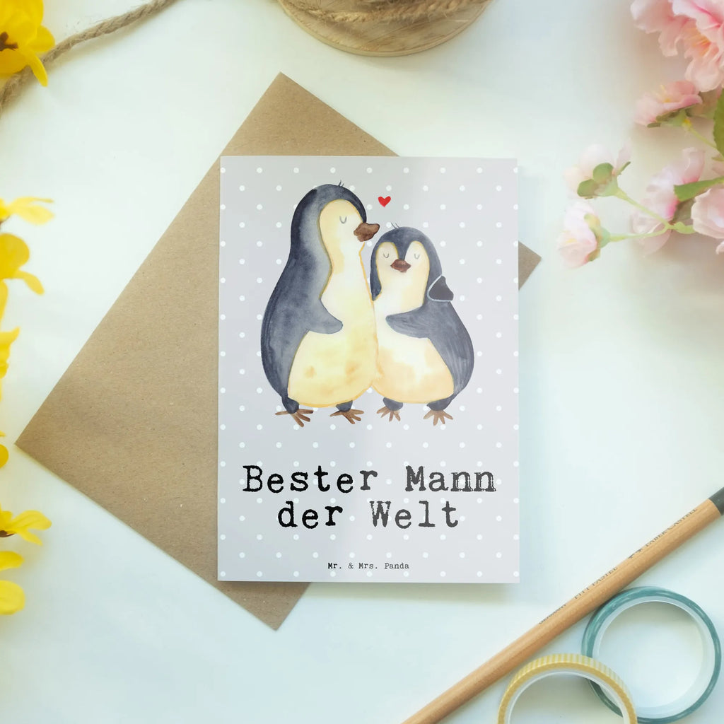 Grußkarte Pinguin Bester Mann der Welt Grußkarte, Ansichtskarten, Karte, Hochzeitskarte, Einladungskarte, Klappkarte, Glückwunschkarte, Geburtstagskarte, für, Dankeschön, Geschenk, Schenken, Geburtstag, Geburtstagsgeschenk, Geschenkidee, Danke, Bedanken, Mitbringsel, Freude machen, Geschenktipp, Gatte, Mann, Beste, Freund, Ehemann, Lebensgefährte, Kleinigkeit, Ehepartner, Liebling, Bräutigam, Partner, Traummann, Ehe