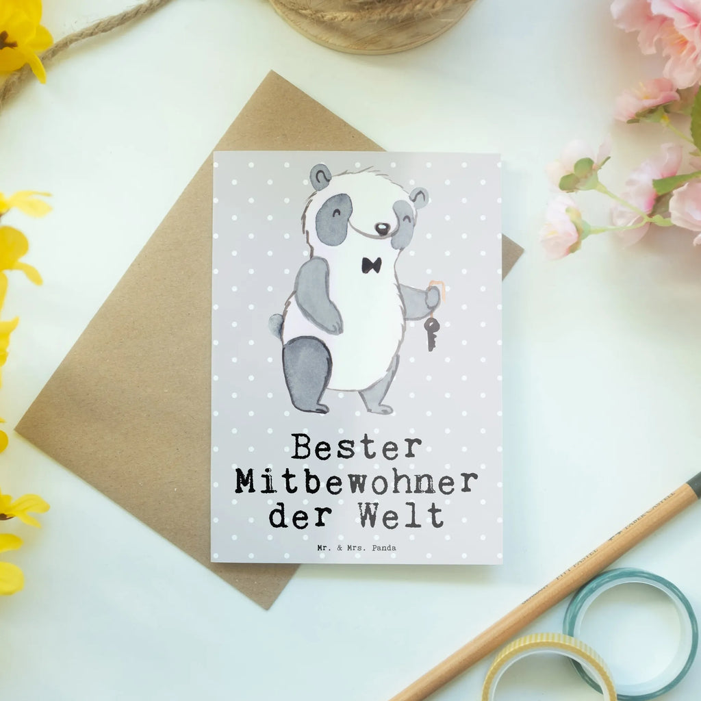 Grußkarte Panda Bester Mitbewohner der Welt Karte, Klappkarte, Glückwunschkarte, Einladungskarte, Ansichtskarten, Hochzeitskarte, Grußkarte, Geburtstagskarte, für, Dankeschön, Geschenk, Schenken, Geburtstag, Geburtstagsgeschenk, Geschenkidee, Danke, Bedanken, Mitbringsel, Freude machen, Geschenktipp, Zimmergenosse, WG, Wohngemeinschaft, Zimmernachbar, Stubenkamerad, WG-Bewohner, Mitbewohner, Zimmerkollege