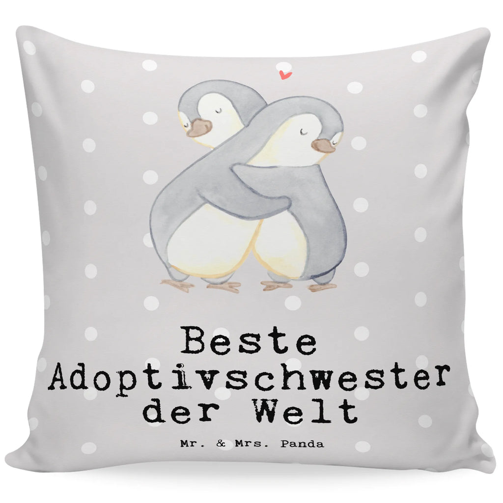Cushion penguin Best adoptive sister in the world Pillow, cushion, bedroom, pad, bed, fluffy, soft, pillow case, 40 x 40, pillows, couch, sofa, 40x40, settee, for, thank you, gift, giving, birthday, birthday present, gift idea, souvenir, make you happy, gift tip, Adoptive Sister, Sister, Best, Adopted, Gift, Family, Adoptive, Trifle, Sibling, Daughter