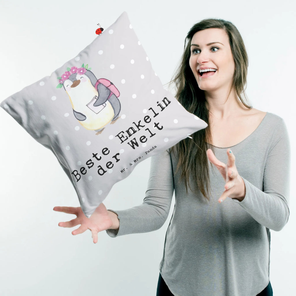Cushion penguin Best granddaughter in the world pad, pillows, bed, bedroom, settee, 40x40, cushion, Pillow, fluffy, sofa, couch, 40 x 40, pillow case, soft, for, thank you, gift, giving, birthday, birthday present, gift idea, souvenir, make you happy, gift tip, granddaughter, child from daughter, grandpa, christening, Granddaughter, child from son, grandma, grandchild