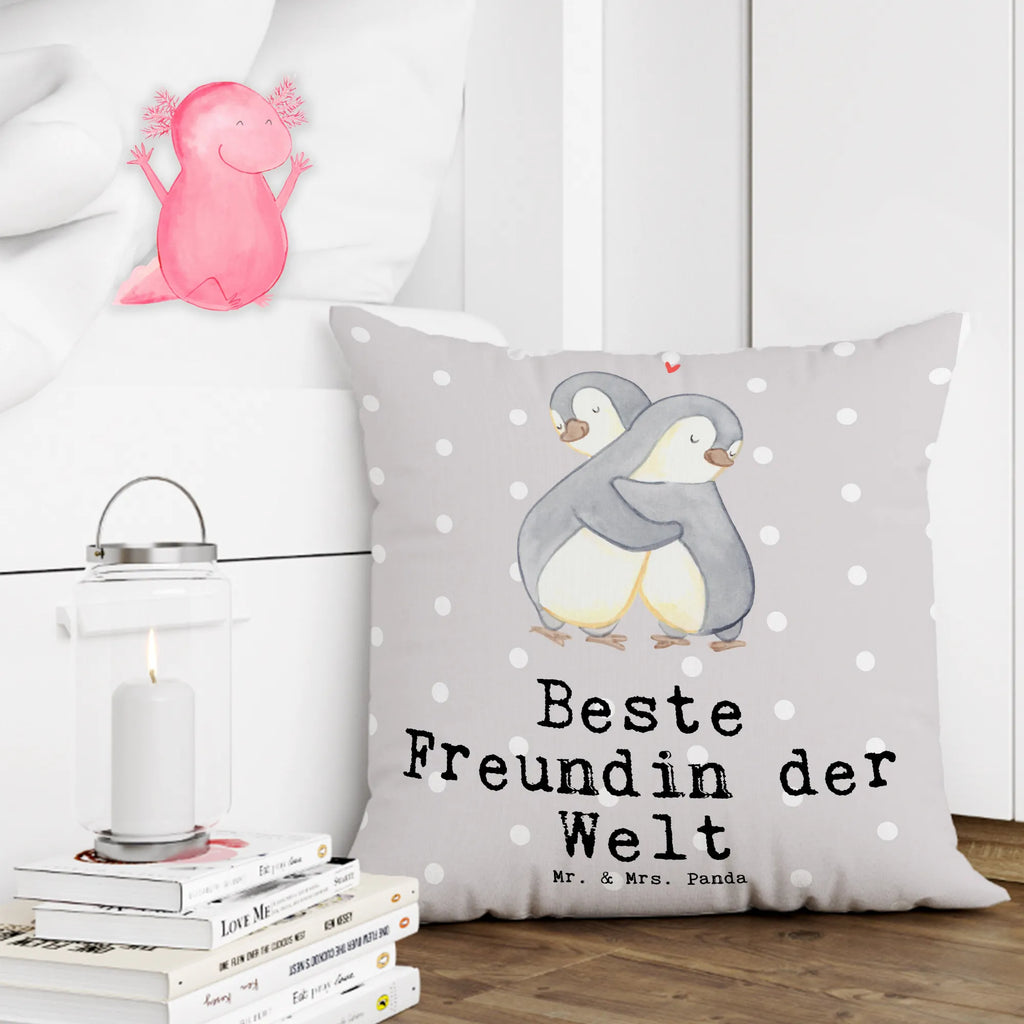 Cushion penguin Best girlfriend in the world couch, sofa, pillows, bed, bedroom, settee, Pillow, pad, fluffy, cushion, soft, pillow case, 40 x 40, 40x40, for, thank you, gift, giving, birthday, birthday present, gift idea, souvenir, make you happy, gift tip, girlfriends, friendship. Dearest, best, Girlfriend, anniversary, wife, bff, best friend, saying, bae