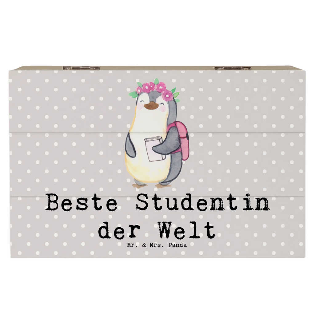Skrzynia drewniana Pingwin Najlepsza studentka na świecie dla, Dziękuję, Prezent, Wręczyć, Urodziny, Prezent urodzinowy, Pomysł na prezent, Podziękować, Upominek, Sprawić radość, Tip na prezent