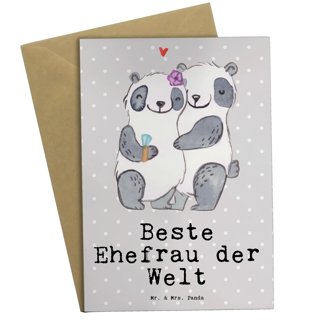 Grußkarte Panda Beste Ehefrau der Welt Klappkarte, Hochzeitskarte, Ansichtskarten, Karte, Grußkarte, Einladungskarte, Geburtstagskarte, Glückwunschkarte, für, Dankeschön, Geschenk, Schenken, Geburtstag, Geburtstagsgeschenk, Geschenkidee, Danke, Bedanken, Mitbringsel, Freude machen, Geschenktipp, Partnerin, Beste, Freundin, Ehepartner, Lebensgefährtin, Liebling, Braut, Frau, Ehe, Kleinigkeit, Ehefrau, Traumfrau, Gattin, Hochzeit
