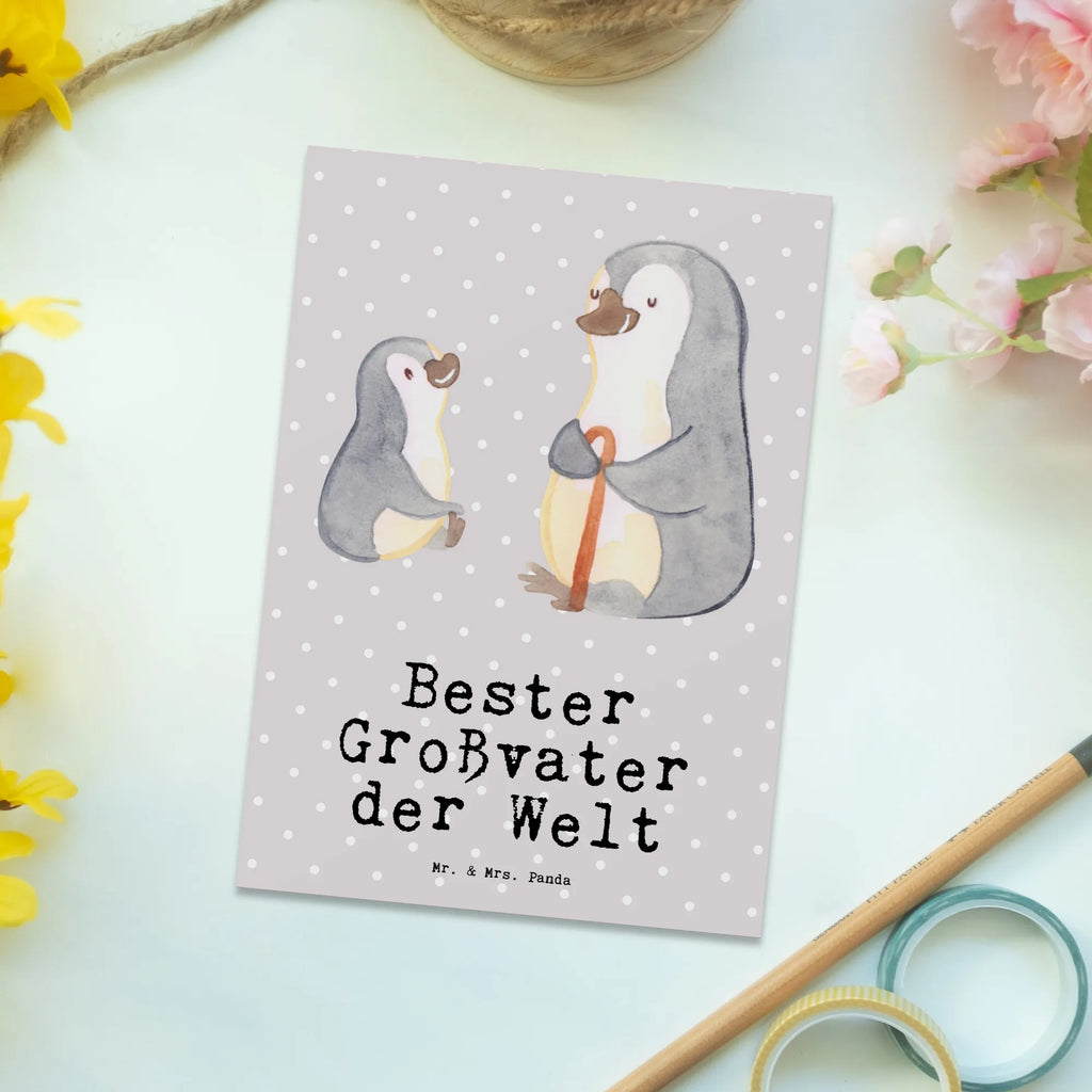 Postcard penguin Best grandfather in the world Ansichtskarte, Kunstkarten, Motivkarte, spruchkarte, einzelkarte, Fotokarte, Ansichtskarten, Postkarten, Postkarte, kunstkarte, bildkarte, Grußkarte, Designkarte, Geschenkidee, Geschenk, Schenken, Mitbringsel, Geburtstag, Geburtstagsgeschenk, für, Danke, Dankeschön, Bedanken, Freude machen, Geschenktipp, Opi. Großpapa, Bester, Enkelkind, Großvater, Oppa, Großeltern, Enkelin, Kleinigkeit, Oppi, Grossvater, Opa, Enkel