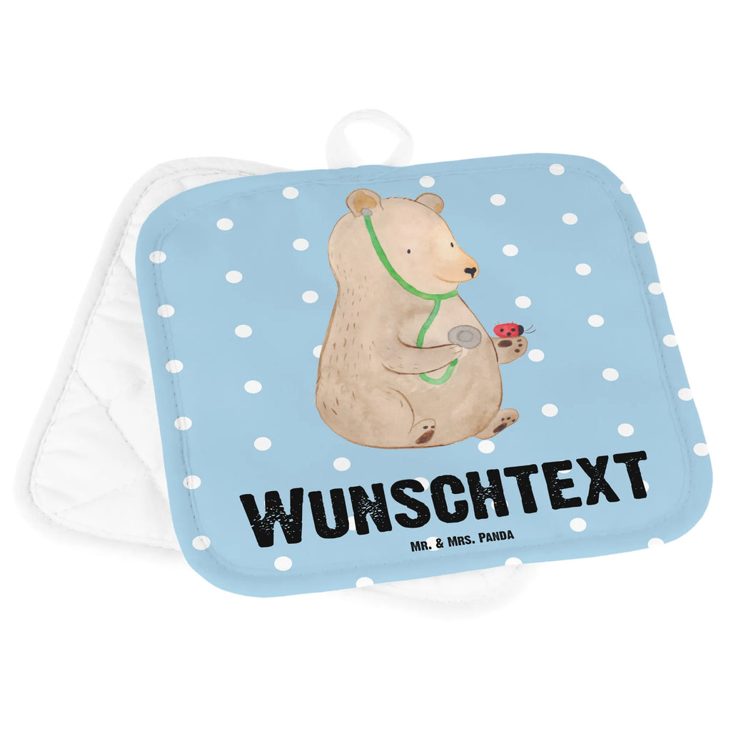 Personalisierte Topflappen Bär Arzt Topflappen Set personalisiert, Topflappen mit Namen, Topflappen personalisiert, Personalisierte Topfuntersetzer, Personalisierter Ofenhandschuh, Namensaufdruck, Bär, Teddy, Teddybär, Doktor, Professor, Arzt, Ärztin, Professorin, Doktorin
