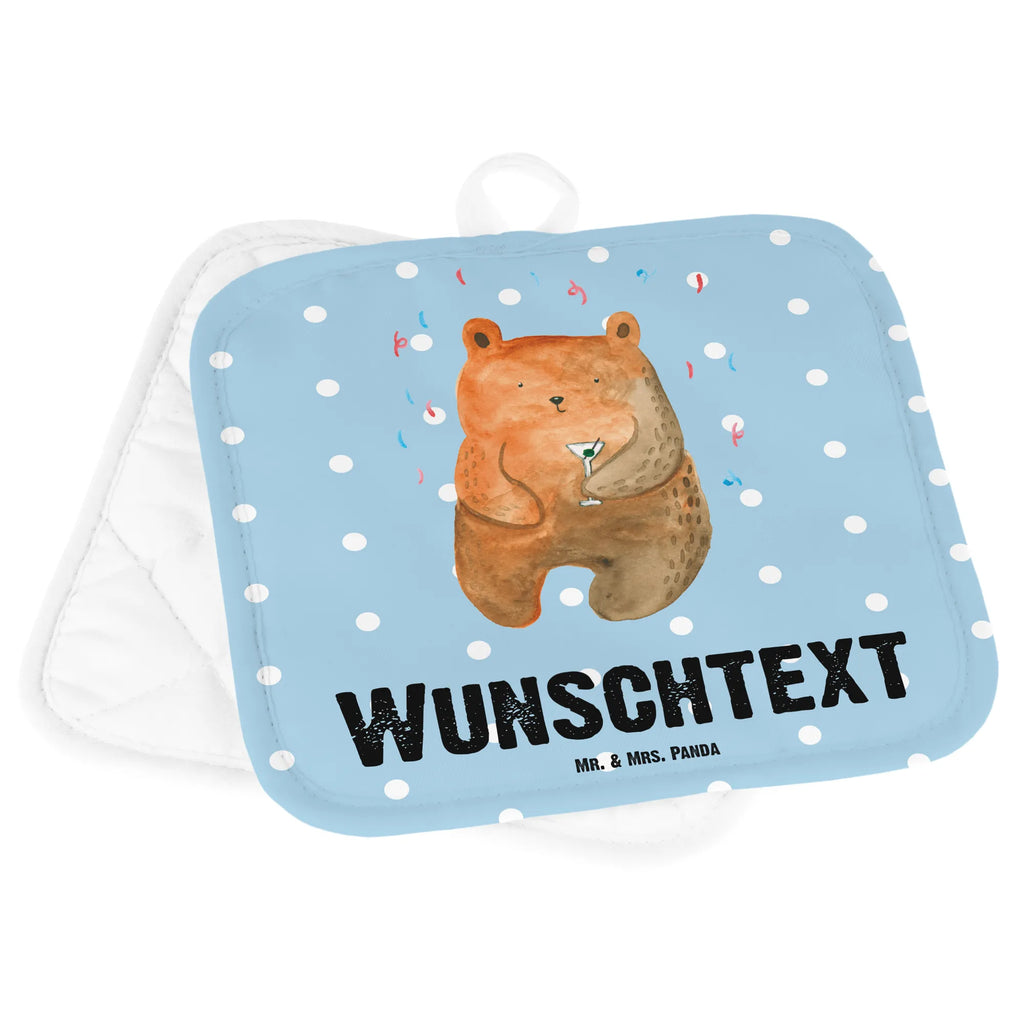 Personalisierte Topflappen Bär Party Topflappen Set Personalisiert, Topflappen Personalisiert, Namensaufdruck, Personalisierte Topfuntersetzer, Topflappen mit Namen, Personalisierter Ofenhandschuh, Teddy, Bär, Teddybär, Geburtstag, Gute Laune, Mitbringsel, Geburtstagsgeschenk, Abfeiern, Geschenk, Lustig, Party, Feiern
