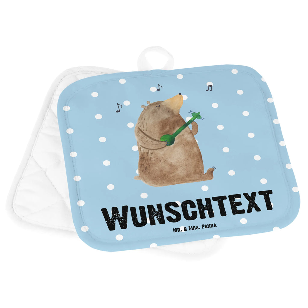 Personalisierte Topflappen Bär Gitarre Topflappen Set personalisiert, Namensaufdruck, Personalisierter Ofenhandschuh, Personalisierte Topfuntersetzer, Topflappen personalisiert, Topflappen mit Namen, Bär, Teddy, Teddybär