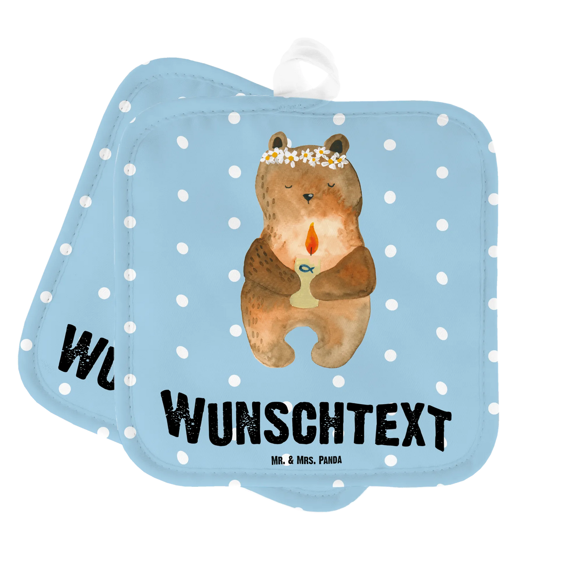 Personalised pot holder bear communion bear, teddy, teddy bear, cuddly toy, baptismal candle, catholic, God's blessing, communion