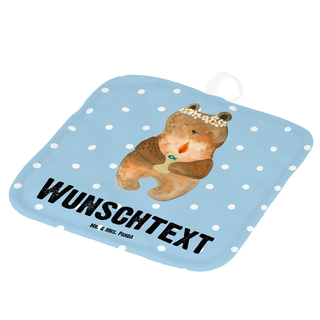 Personalisierte Topflappen Kommunion-Bär Personalisierter Ofenhandschuh, Topflappen mit Namen, Namensaufdruck, Topflappen personalisiert, Topflappen Set personalisiert, Personalisierte Topfuntersetzer, Bär, Teddy, Teddybär, Taufkerze, katholisch, Gottes Segen, Kommunion