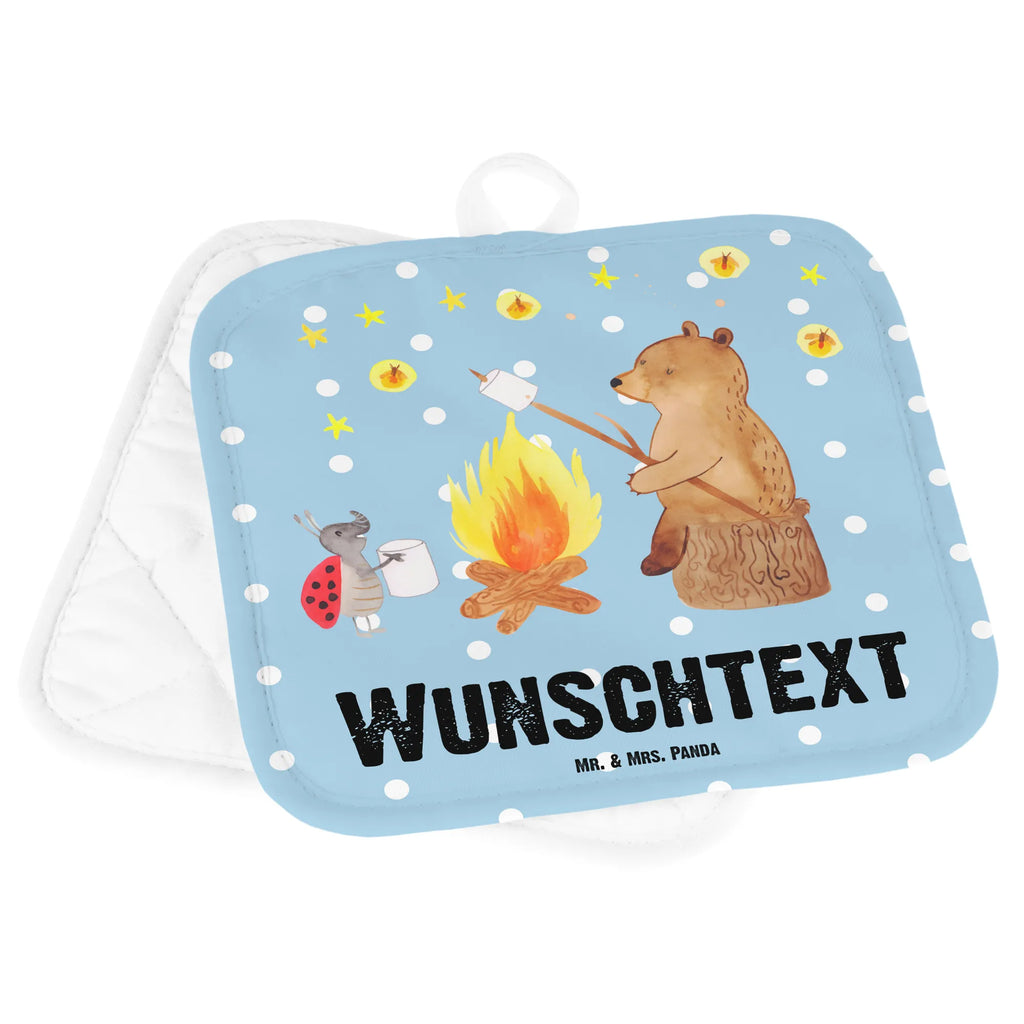 Personalisierte Topflappen Bär & Marienkäfer Lagerfeuer Topflappen Personalisiert, Topflappen Set Personalisiert, Topflappen mit Namen, Personalisierter Ofenhandschuh, Namensaufdruck, Personalisierte Topfuntersetzer, Teddy, Bär, Teddybär, Lagerfeuer