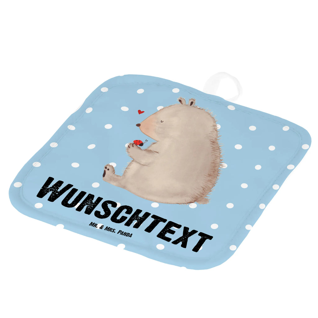 Personalisierte Topflappen Bär mit Marienkäfer Namensaufdruck, Topflappen Personalisiert, Topflappen Set Personalisiert, Personalisierte Topfuntersetzer, Personalisierter Ofenhandschuh, Topflappen mit Namen, Teddy, Bär, Teddybär, Motivation, Das Leben Ist schön, Liebe, Freiheit, Marienkäfer