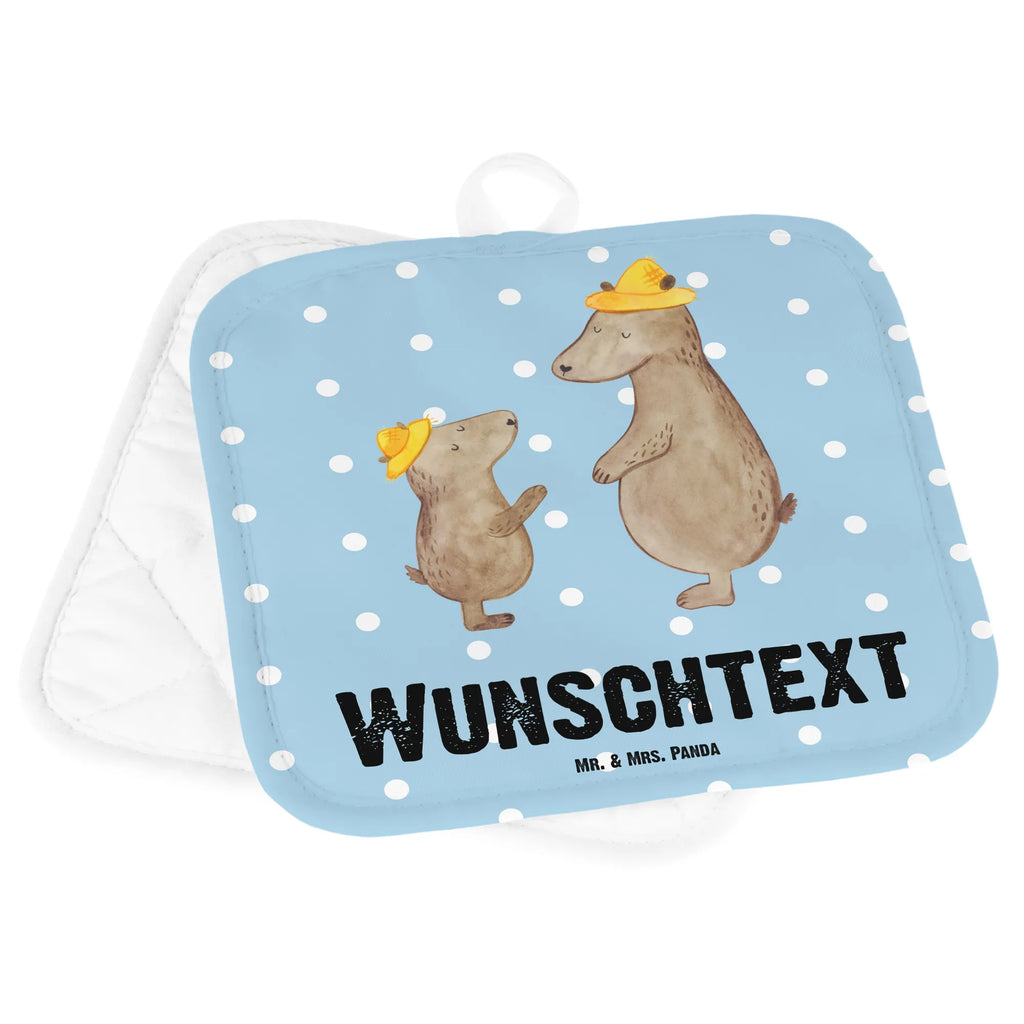 Personalised pot holder Bears with hats Family, Father's Day, Mother's Day, brother, sister, Mom, Dad, daddy, father-son, sons, family, child, role model, father's day, children, favourite person, bear, son, father, dad