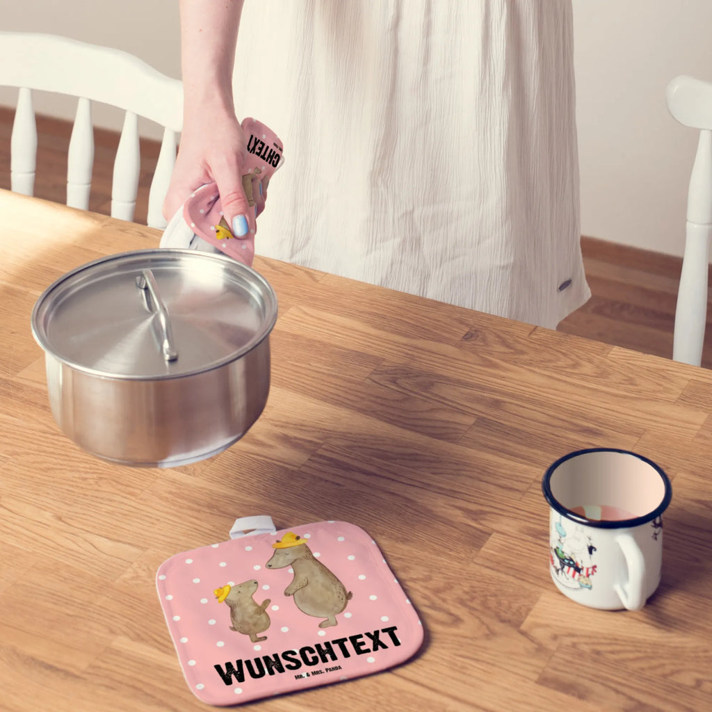 Personalised pot holder Bears with hats Family, Father's Day, Mother's Day, brother, sister, Mom, Dad, daddy, father-son, sons, family, child, role model, father's day, children, favourite person, bear, son, father, dad