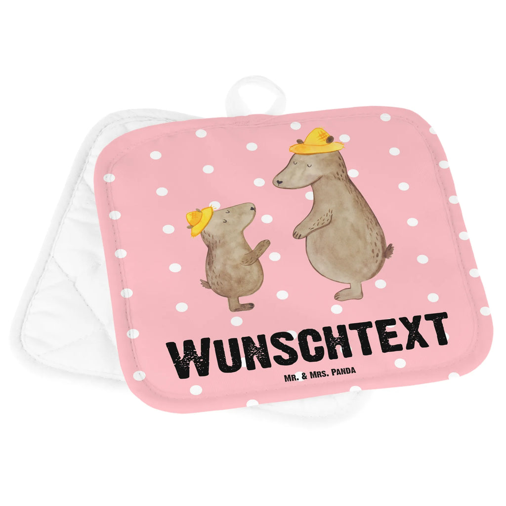 Personalised pot holder Bears with hats Family, Father's Day, Mother's Day, brother, sister, Mom, Dad, daddy, father-son, sons, family, child, role model, father's day, children, favourite person, bear, son, father, dad