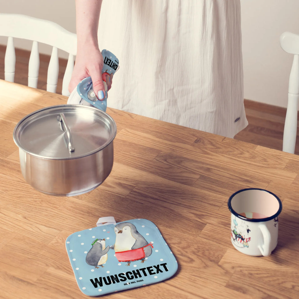 Personalised pot holder Penguin with child Family, Father's Day, Mother's Day, brother, sister, Mom, Dad, Gift, Mummy, Mommy, Mother, Birthday