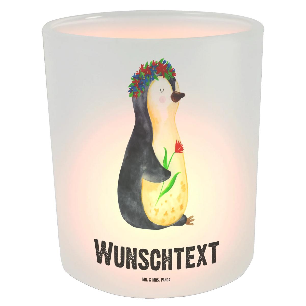 Personalised lantern Penguin Flower Penguin, North Pole, Winter, Penguins, lovesickness, motivation, goals in life, life, goals, wishes, penguins, gift idea, love of life, wreath of flowers, universe