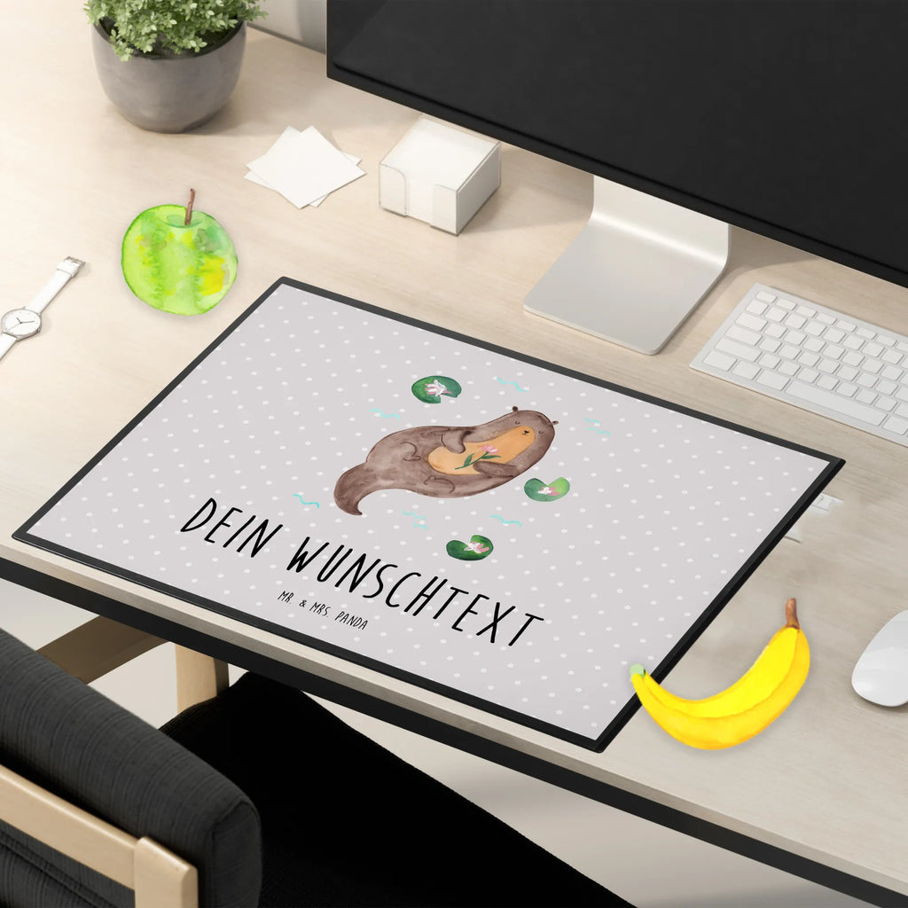 Personalised desk pad otter Water Lily otter, marten, sea otter, European otter, water mammal, aquatic animal, baby otter, predator, water, otter gifts, animal lover, gift ideas for animal lovers, animal, mammal, water animal, gifts for people in love