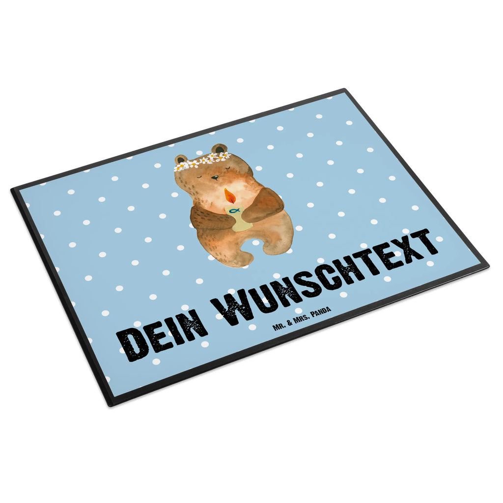Personalisierte Schreibtischunterlage Kommunion-Bär Selbst gestalten, Namensaufdruck, Schreibtischauflage mit Namen, Personalisierte Schreibtischauflage, Personalisierte Schreibunterlage, Personalisierte Schreibtisch Unterlagen, Schreibtisch Unterlagen mit Namen, Schreibunterlage mit Namen, Namenspersonalisierung, Bär, Teddy, Teddybär, Kommunion, Taufkerze, Gottes Segen, katholisch