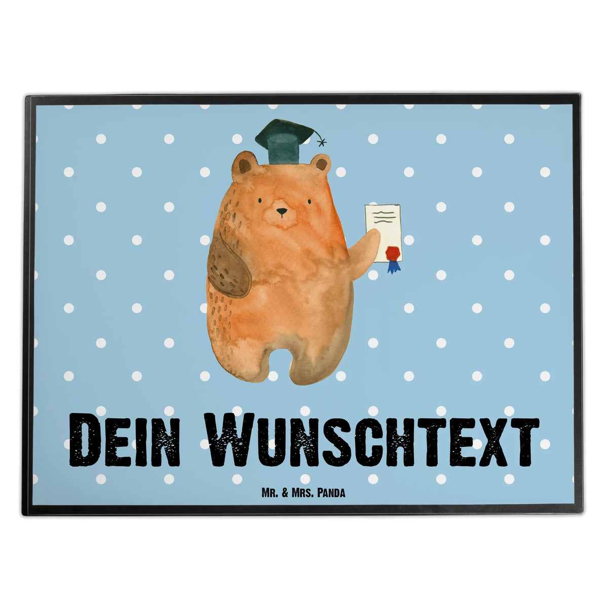 Personalised desk pad bear Test bear, teddy, teddy bear, cuddly toy, examinations, Abitur, diploma, certificate, examination passed, degree