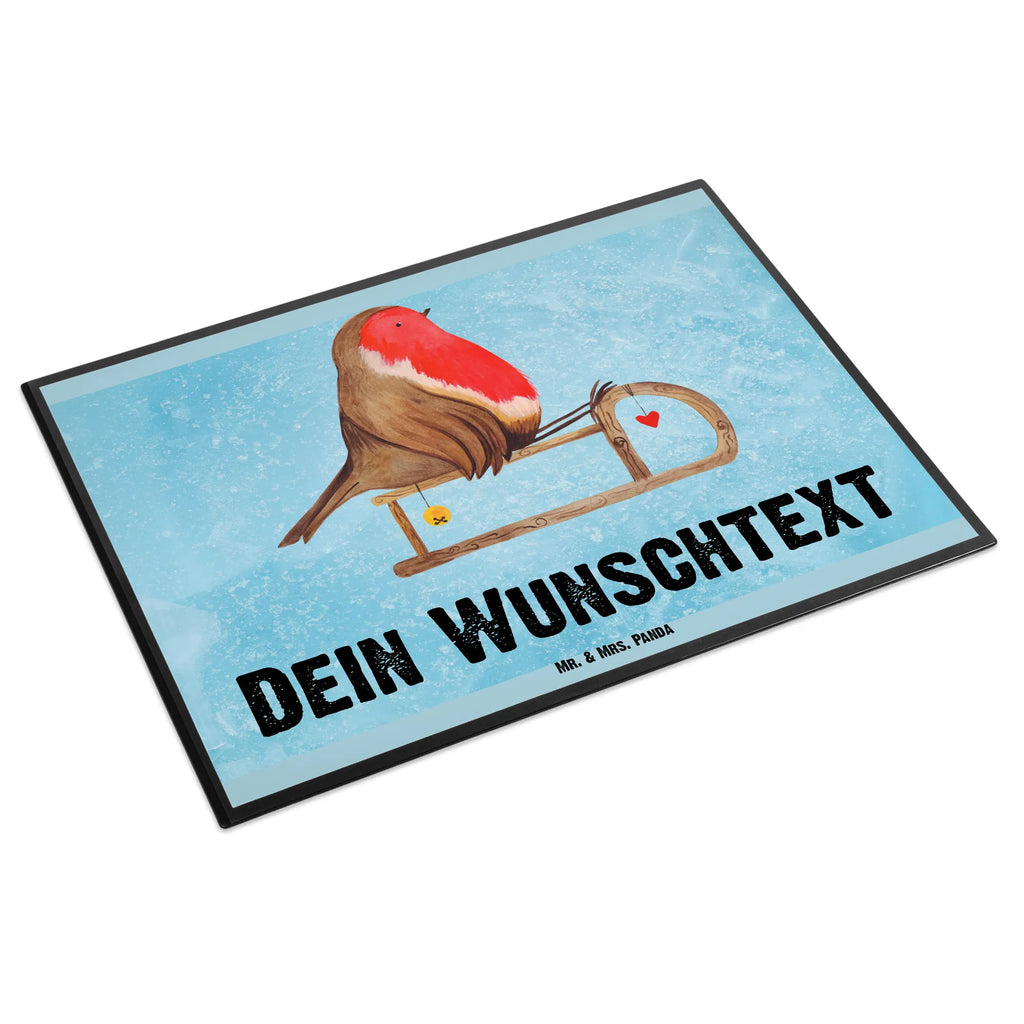 Personalisierte Schreibtischunterlage Rotkehlchen Schlitten Selbst gestalten, Schreibtischauflage mit Namen, Namenspersonalisierung, Personalisierte Schreibunterlage, Namensaufdruck, Personalisierte Schreibtischauflage, Personalisierte Schreibtisch Unterlagen, Schreibtisch Unterlagen mit Namen, Schreibunterlage mit Namen, Winter, Weihnachten, Weihnachtsdeko, Nikolaus, Advent, Heiligabend, Wintermotiv, Vogel, Schlitten