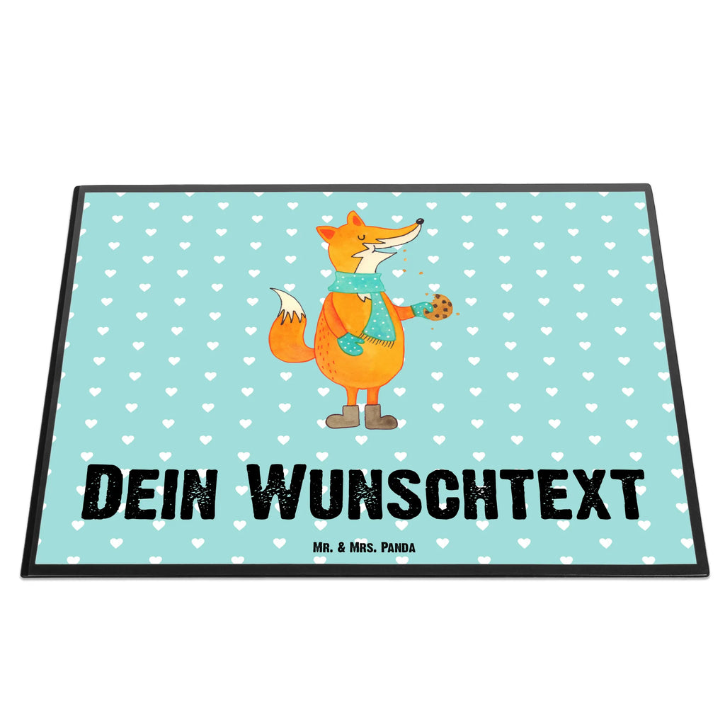 Personalised desk pad Fox biscuit fox, foxes, forest wildlife, clever as a fox, animal lover, love, winter, cookies, christmas time, baking saying, christmas present, kitchen decoration