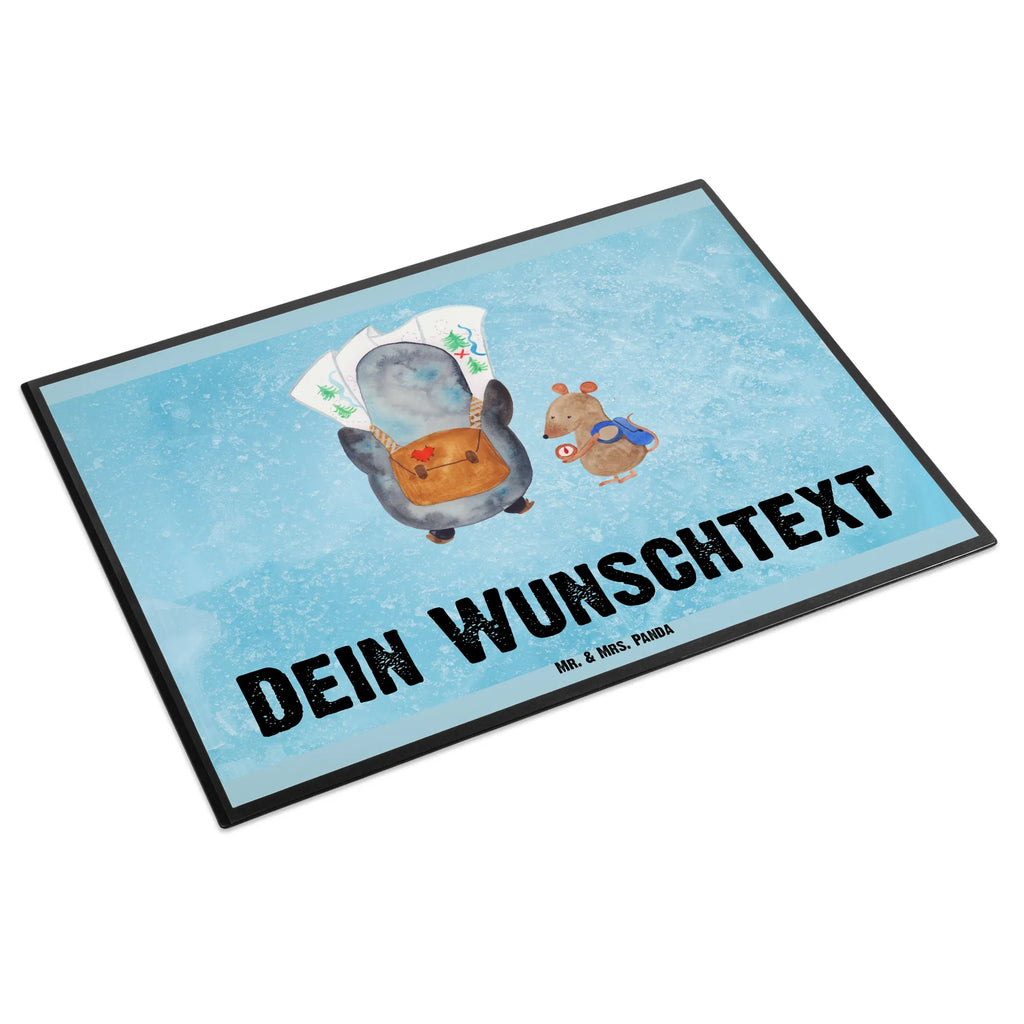 Personalised desk pad Penguin & Mouse Hiker Penguin, North Pole, Winter, Penguins, road trip, adventure, hiking, adventurer, penguins, penguin, wanderlust, excursion