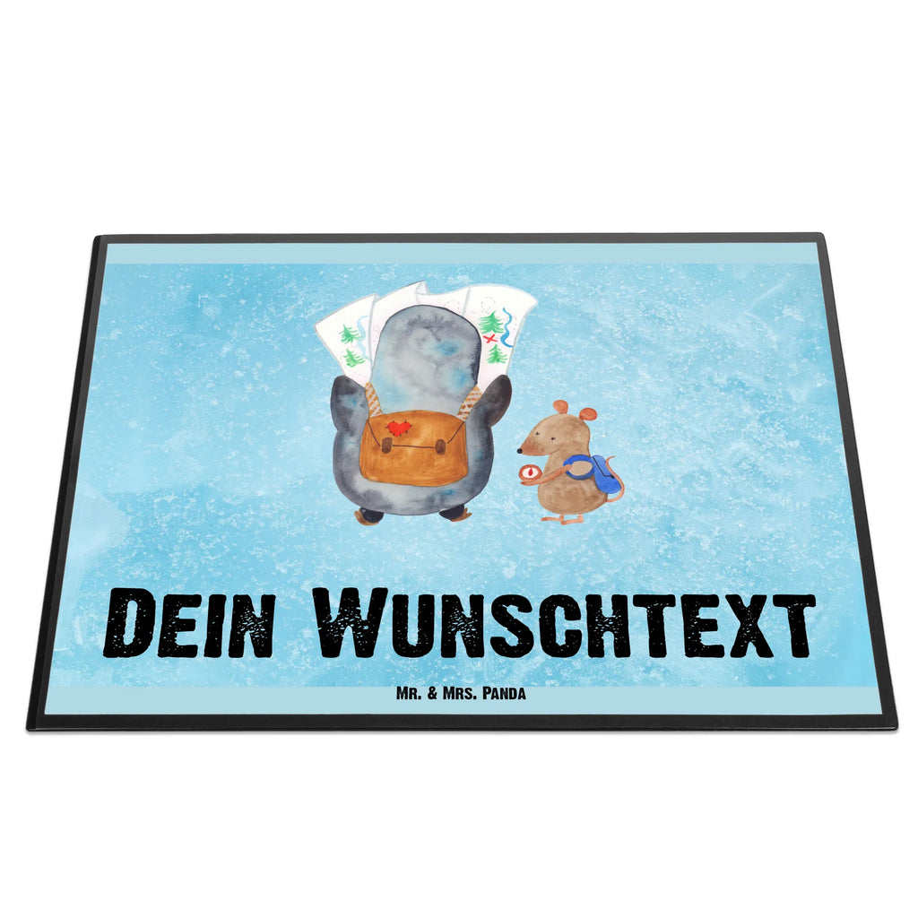 Personalised desk pad Penguin & Mouse Hiker Penguin, North Pole, Winter, Penguins, road trip, adventure, hiking, adventurer, penguins, penguin, wanderlust, excursion
