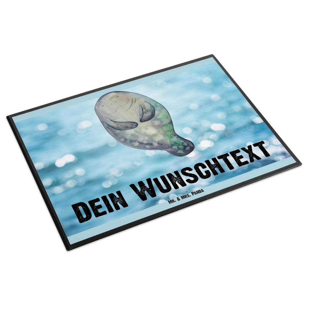 Personalised desk pad manatee happy Seafood, aquatic animals, ocean, sea, fish, shells, corals, reef, whale, narwhal, sea urchin, lobster, platypus, turtle, manatee, crocodile, orca, shrimp, gifts for seafood lovers, water world, underwater animals, underwater world, vacation, deep sea, seafood fans, gift ideas, seafood decoration, seafood posters, Respect, Carefulness, Lovesickness, Manatee, Satisfaction, New start, Girlfriend, New beginning, Self-love, Manatees