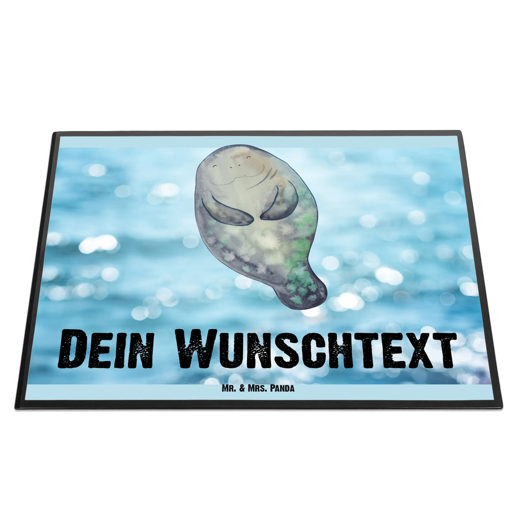Personalised desk pad manatee happy Seafood, aquatic animals, ocean, sea, fish, shells, corals, reef, whale, narwhal, sea urchin, lobster, platypus, turtle, manatee, crocodile, orca, shrimp, gifts for seafood lovers, water world, underwater animals, underwater world, vacation, deep sea, seafood fans, gift ideas, seafood decoration, seafood posters, Respect, Carefulness, Lovesickness, Manatee, Satisfaction, New start, Girlfriend, New beginning, Self-love, Manatees