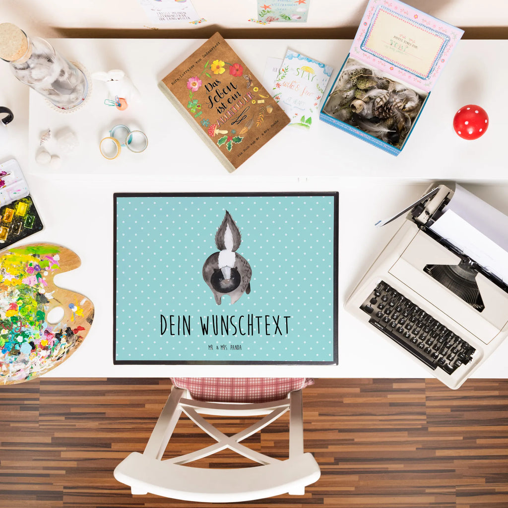 Personalised desk pad skunk attack Skunk, wild animal, predator, skunk, angry, threatening, stinker, stinky