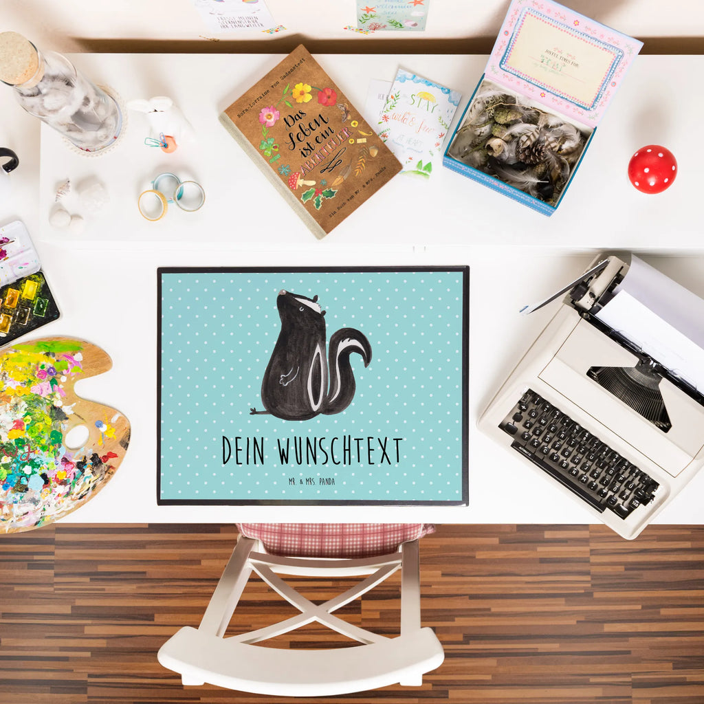 Personalised desk pad skunk Sit Skunk, skunk, stinker, slogan, know-it-all, law, office, wild animal, stinky, predator