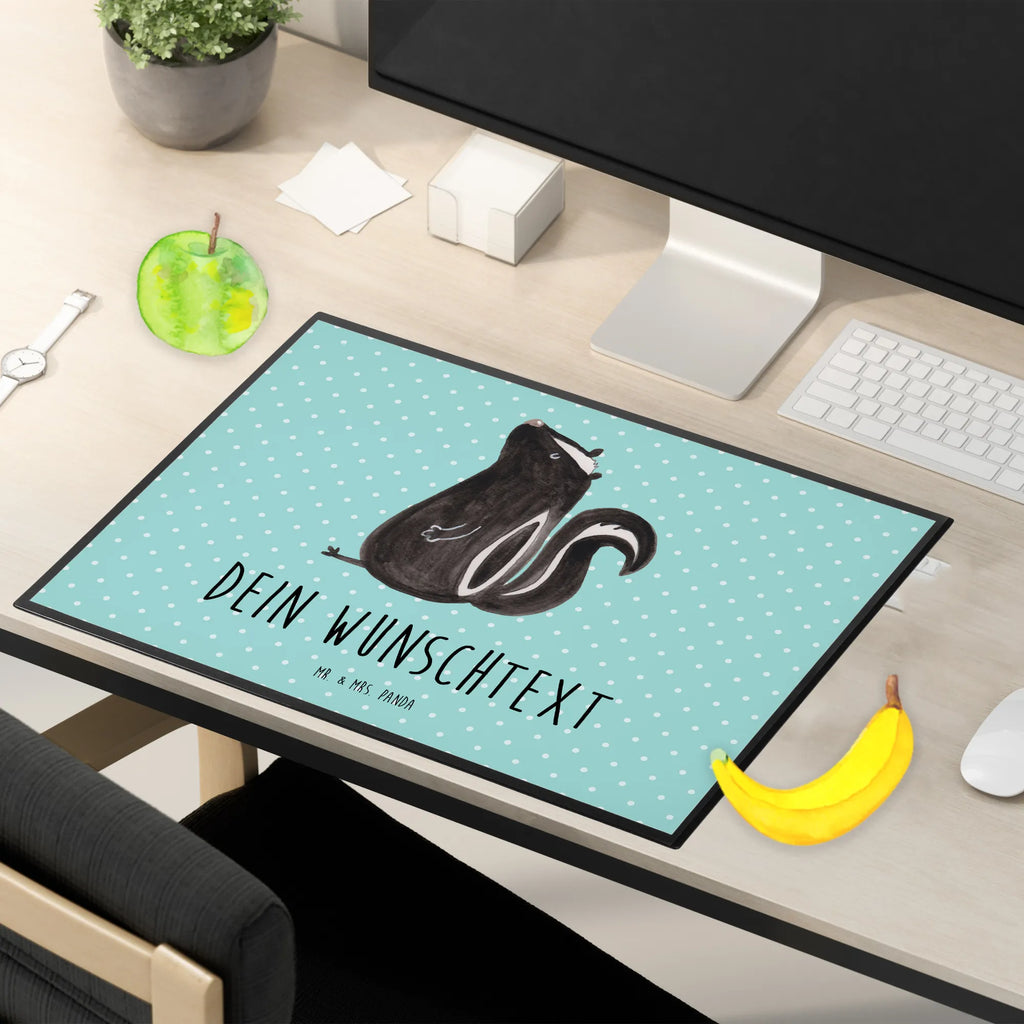 Personalised desk pad skunk Sit Skunk, skunk, stinker, slogan, know-it-all, law, office, wild animal, stinky, predator