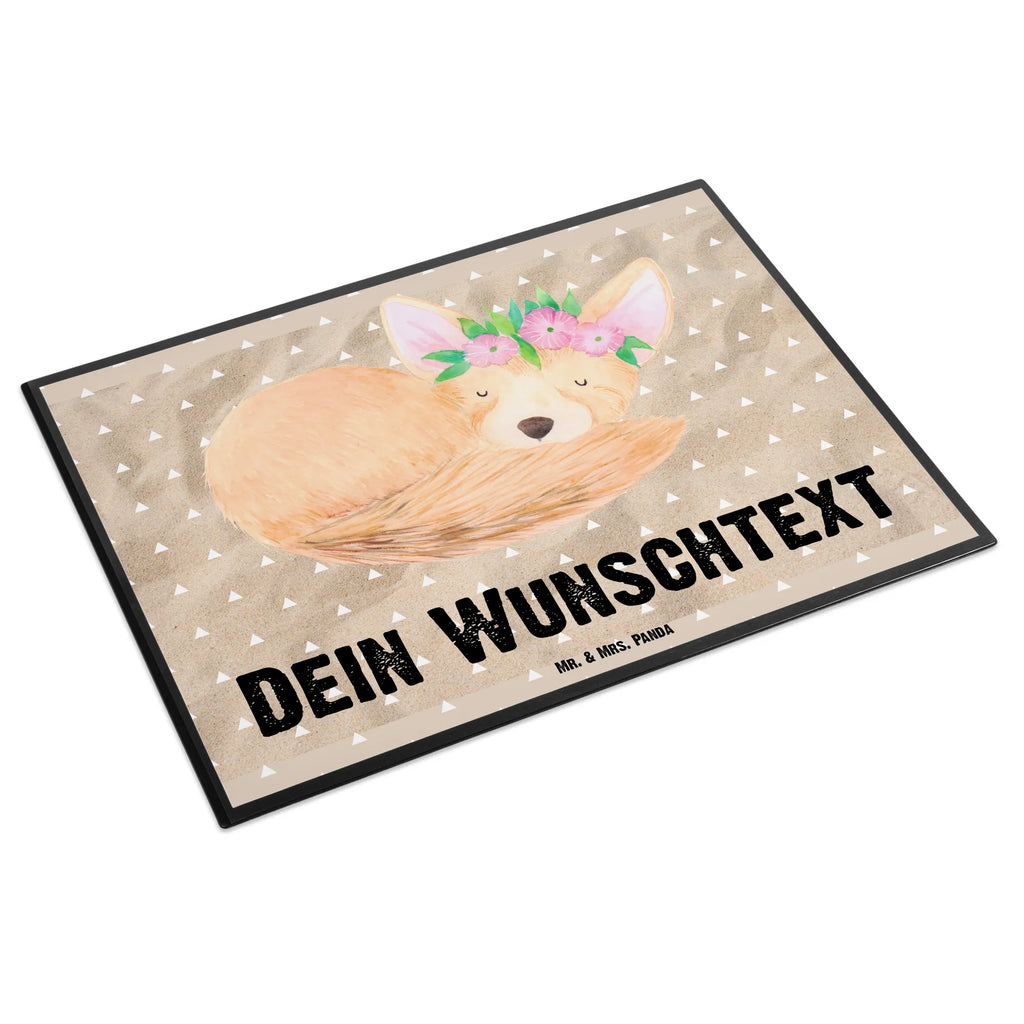 Personalisierte Schreibtischunterlage Wüstenfuchs Blumenkranz Namensaufdruck, Namenspersonalisierung, Schreibunterlage mit Namen, Schreibtisch Unterlagen mit Namen, Personalisierte Schreibtisch Unterlagen, Selbst gestalten, Schreibtischauflage mit Namen, Personalisierte Schreibtischauflage, Personalisierte Schreibunterlage, Afrika, Wildtiere, Blumenkranz, Glücklich, Blumen, Wüstenfuchs, Wüste