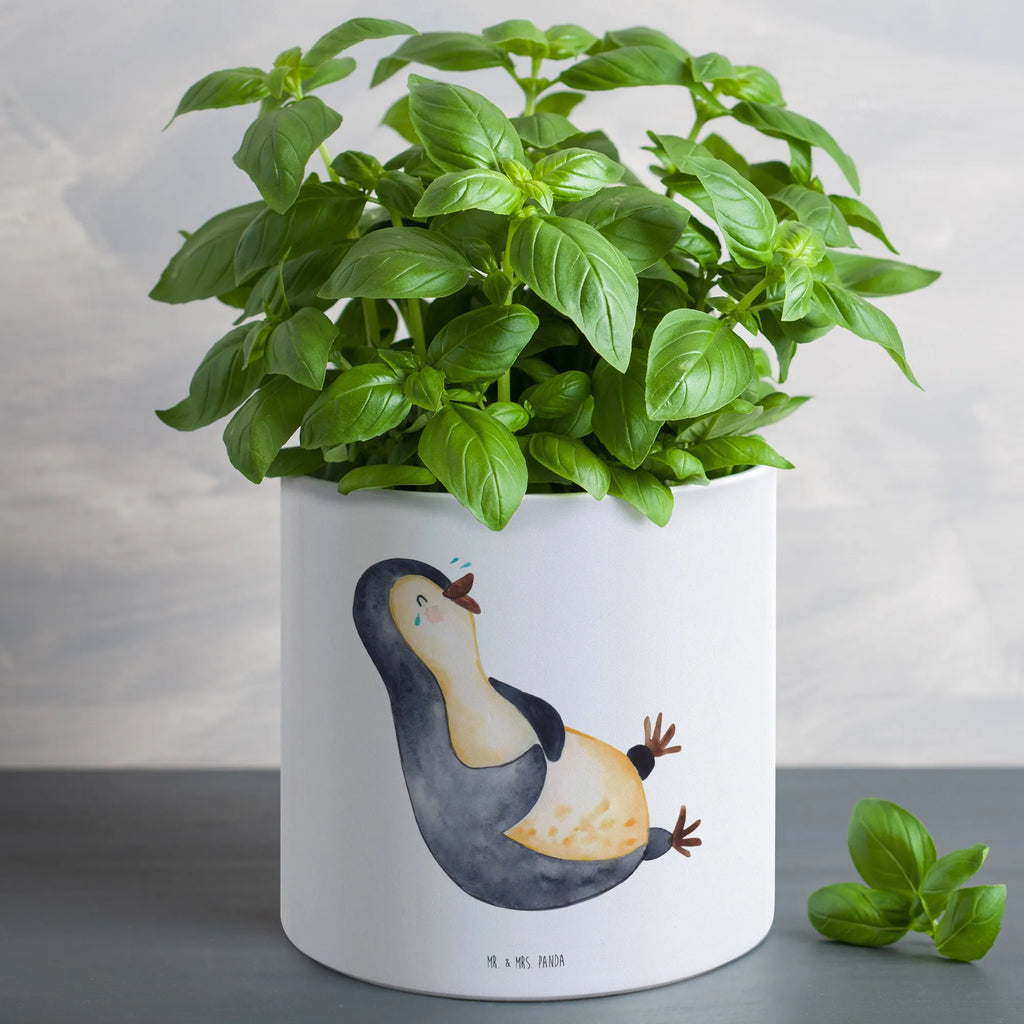 XL flower pot Penguin Laugh Penguin, North Pole, Winter, Penguins, Pinguine, Optimismus, Pinguin, Fröhlich, lustiger Spruch