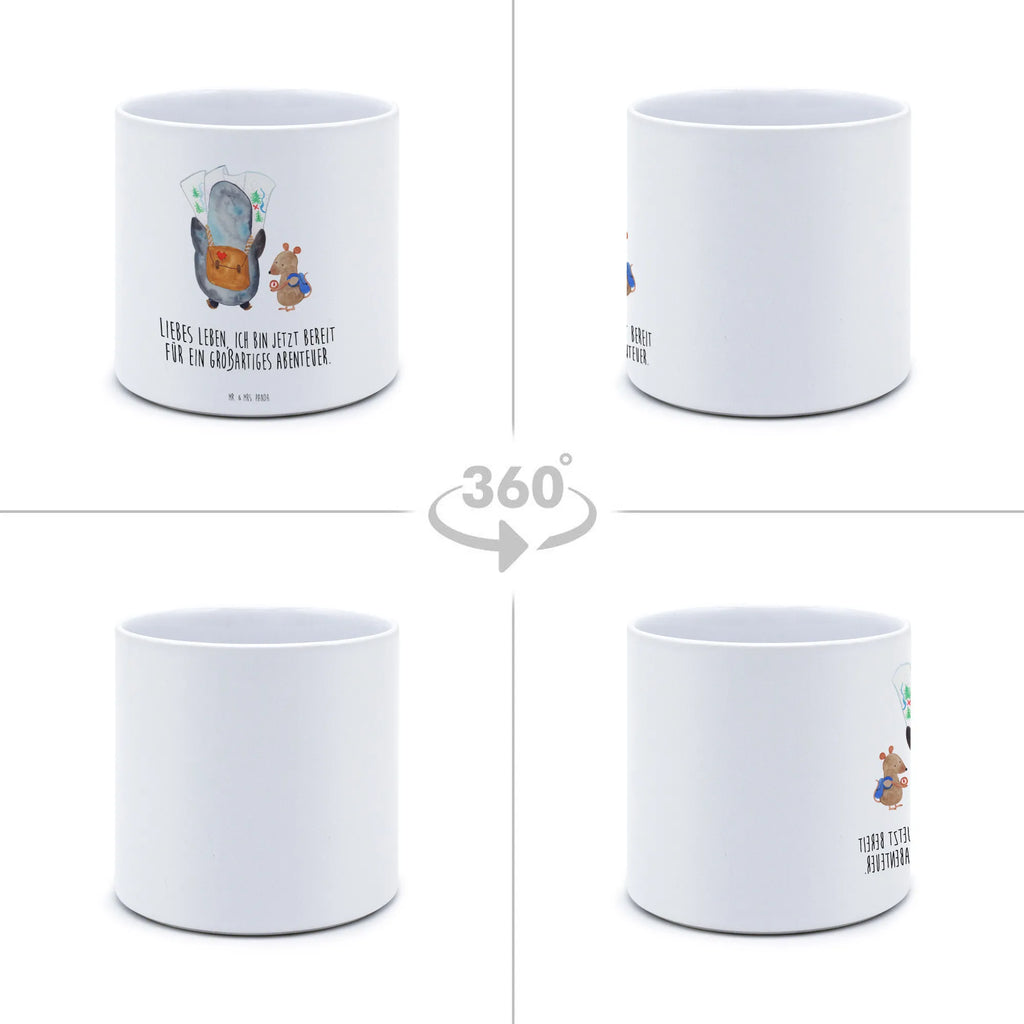 XL flower pot Penguin & Mouse Hiker Penguin, North Pole, Winter, Penguins, road trip, wanderlust, penguins, adventurer, excursion, hiking, adventure, penguin