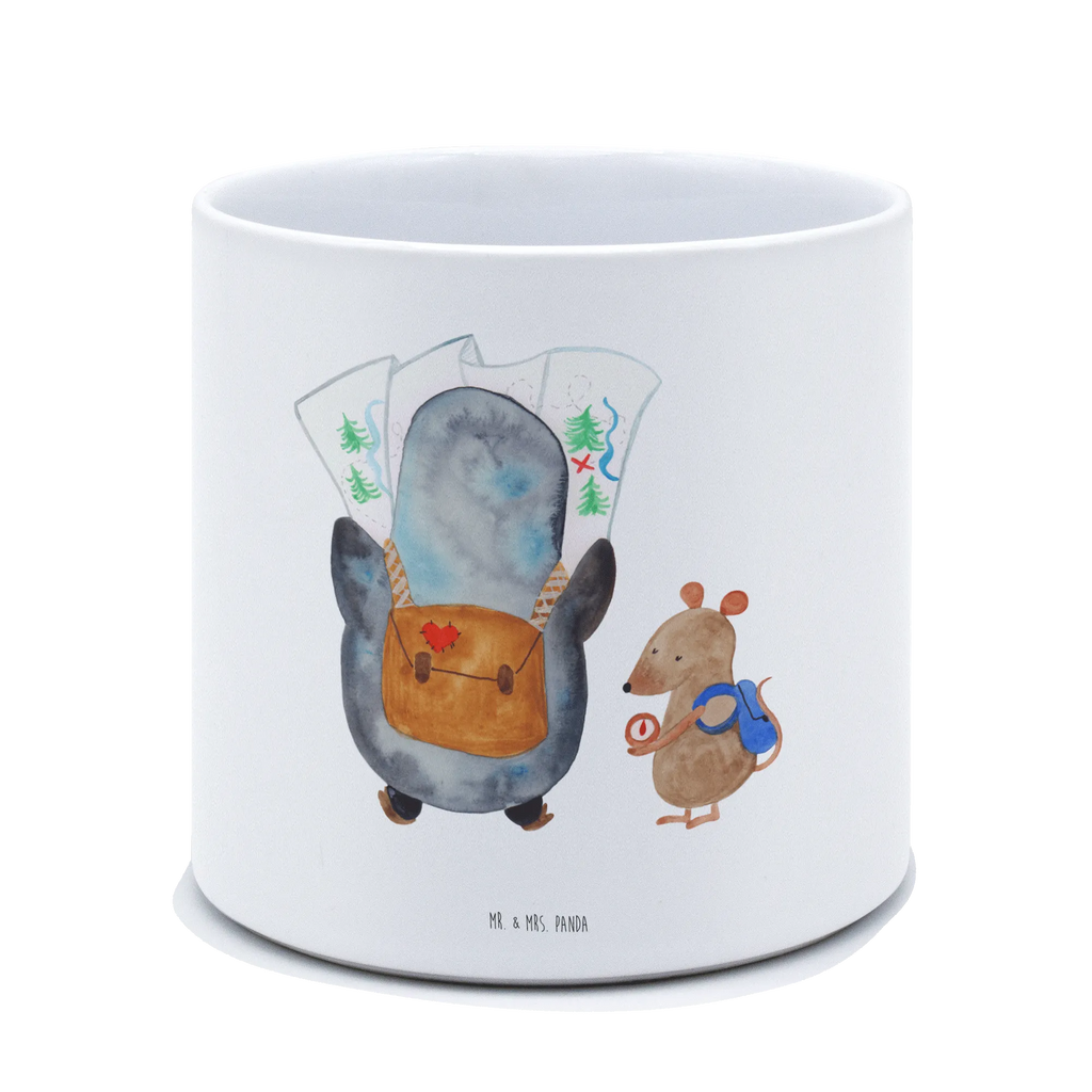 XL flower pot Penguin & Mouse Hiker Penguin, North Pole, Winter, Penguins, road trip, wanderlust, penguins, adventurer, excursion, hiking, adventure, penguin