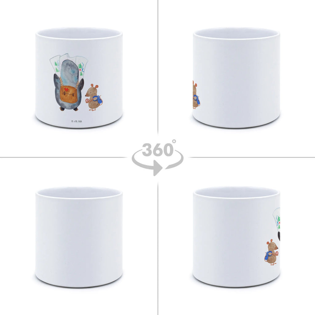 XL flower pot Penguin & Mouse Hiker Penguin, North Pole, Winter, Penguins, road trip, wanderlust, penguins, adventurer, excursion, hiking, adventure, penguin