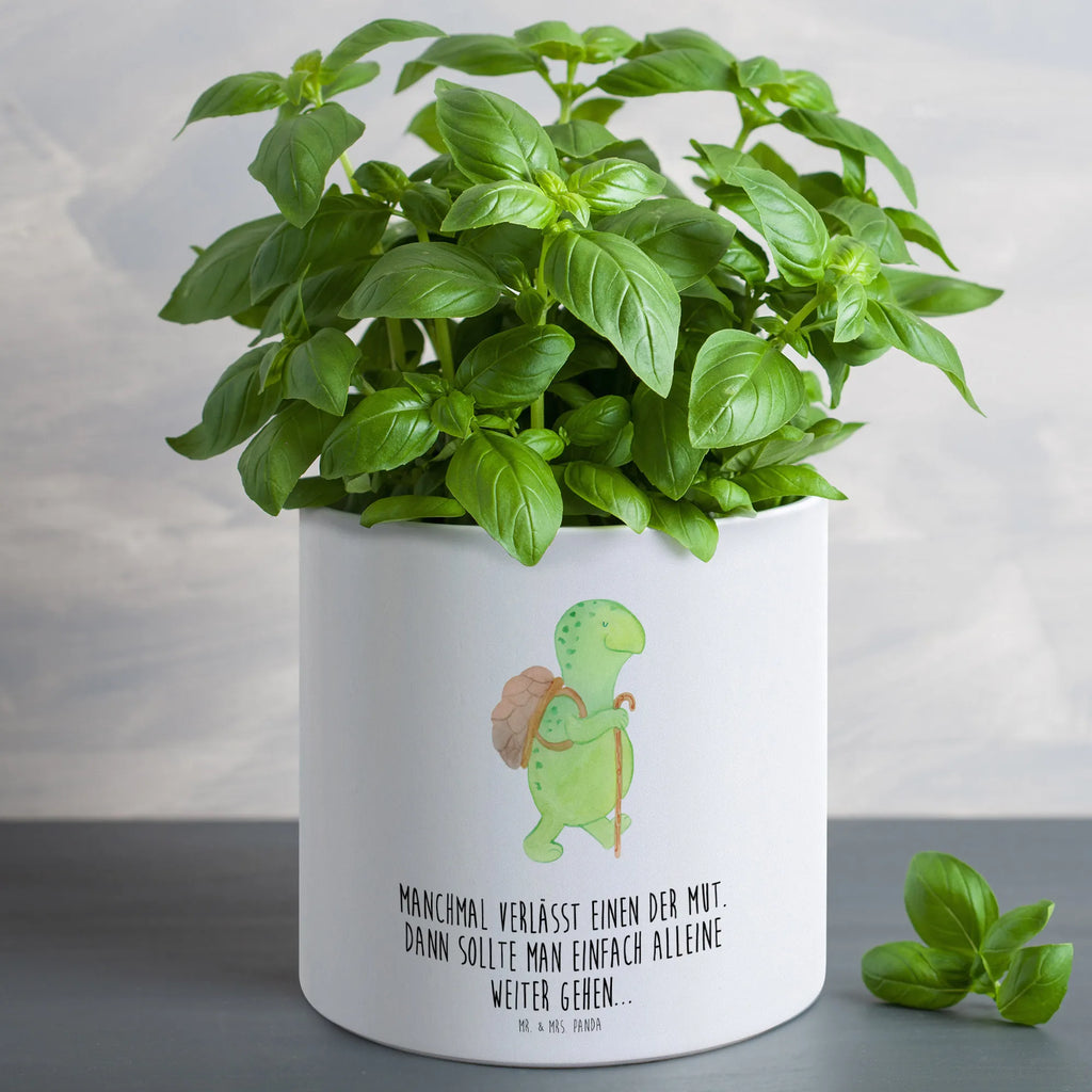XL Blumentopf Schildkröte Wanderer, Rucksack, Motivationsspruch, Mut