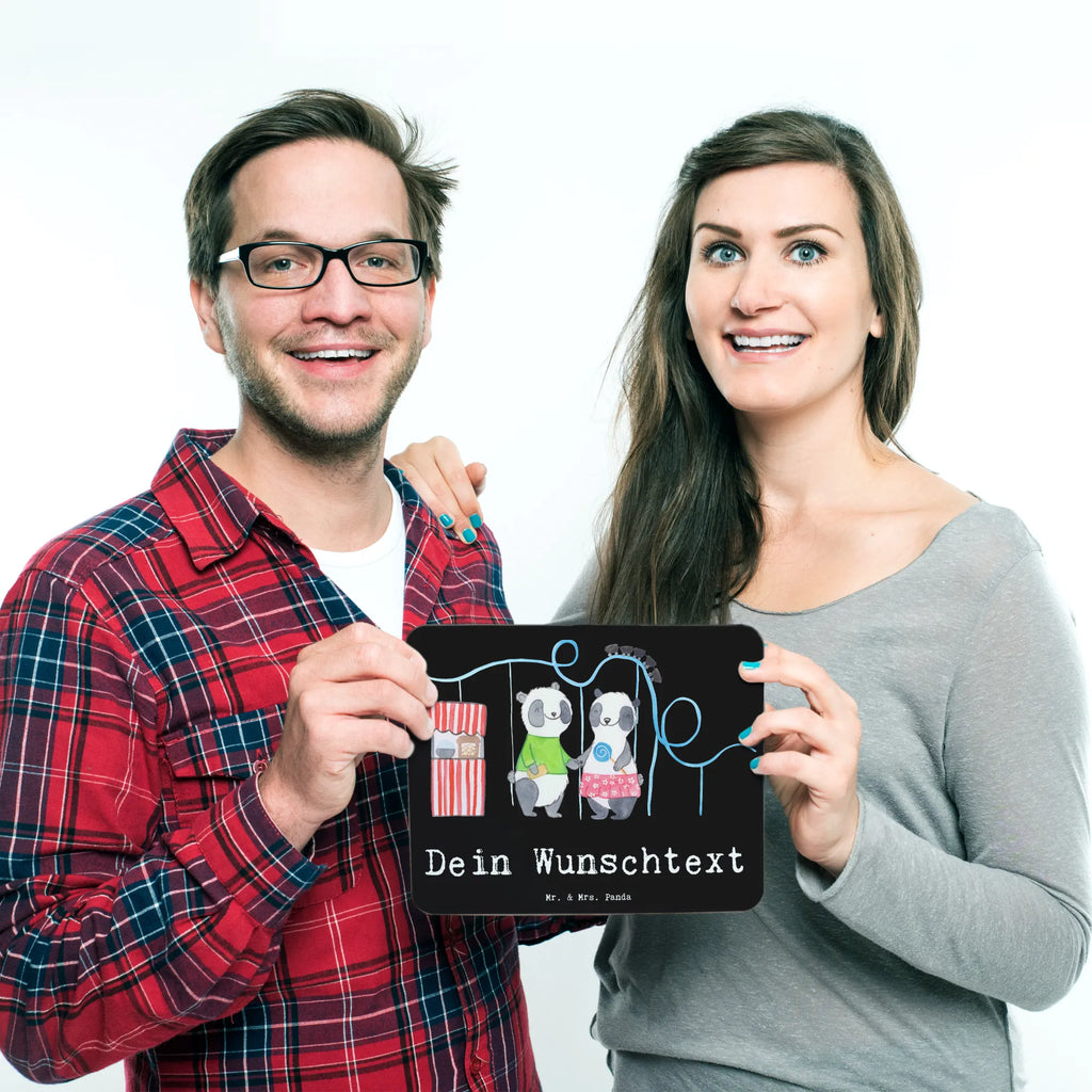 Personalised mouse mat pandas visit amusement park Gift, sport, hobby, giving, thank you, award, profit, athlete, ride a roller coaster, Visit an amusement park