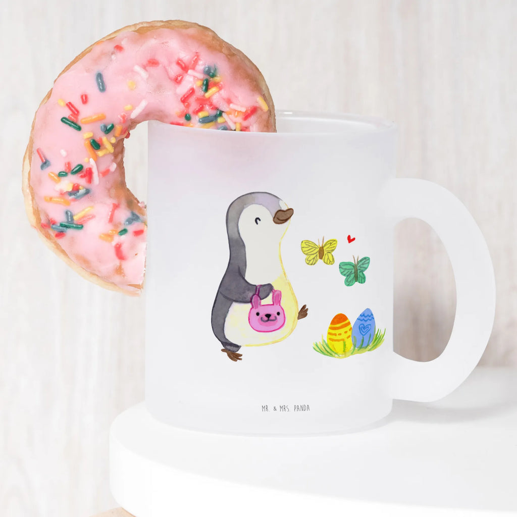 Glass tea cup penguin looking for eggs tea glass, tea, Tea cup, glass, mug, Easter, Easter bunny