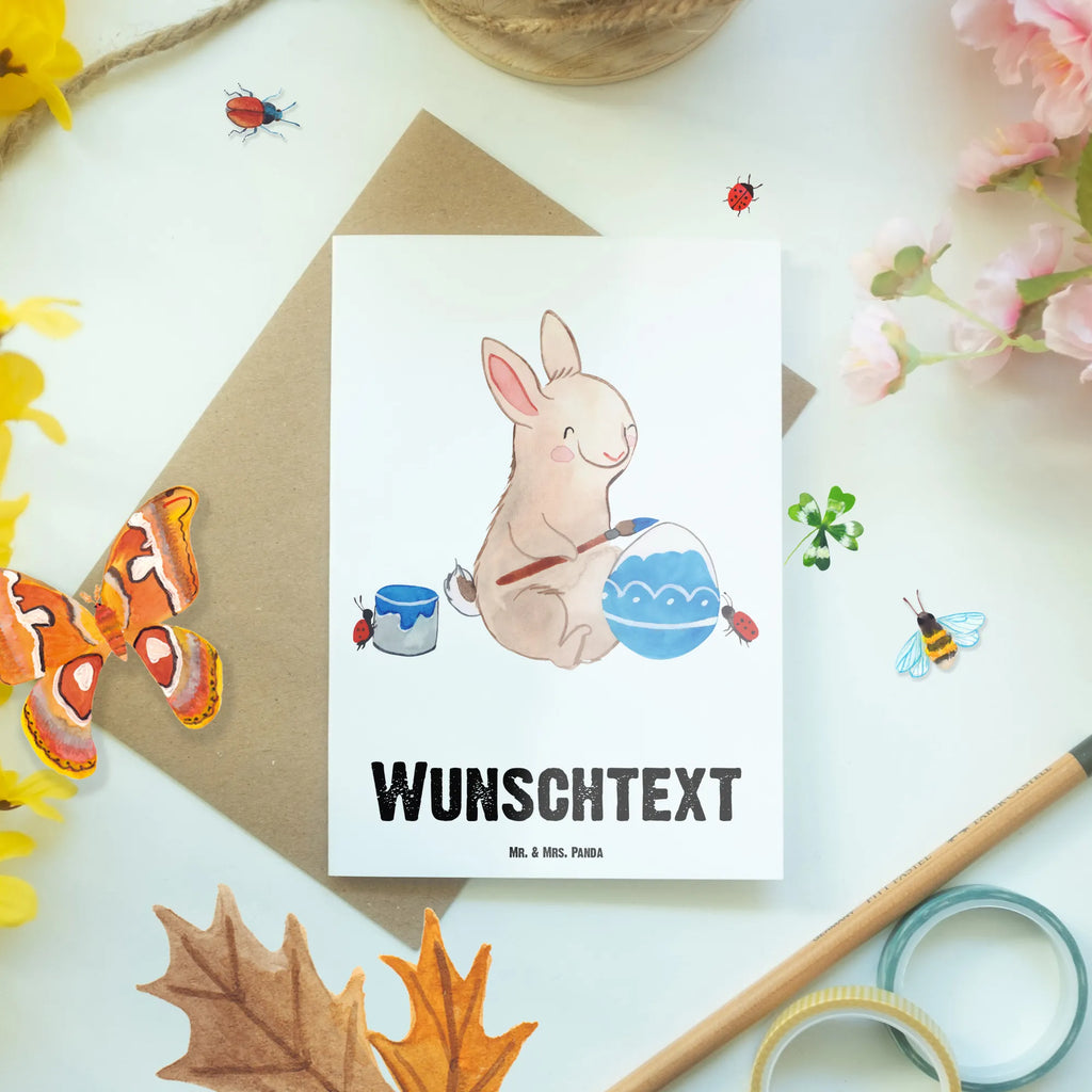 Personalised greetings card Hare ladybug Easter, Easter bunny, spring, bunny, painting eggs, spring fever, Easter greetings, Easter eggs, Easter presents, spring greetings, picnicking