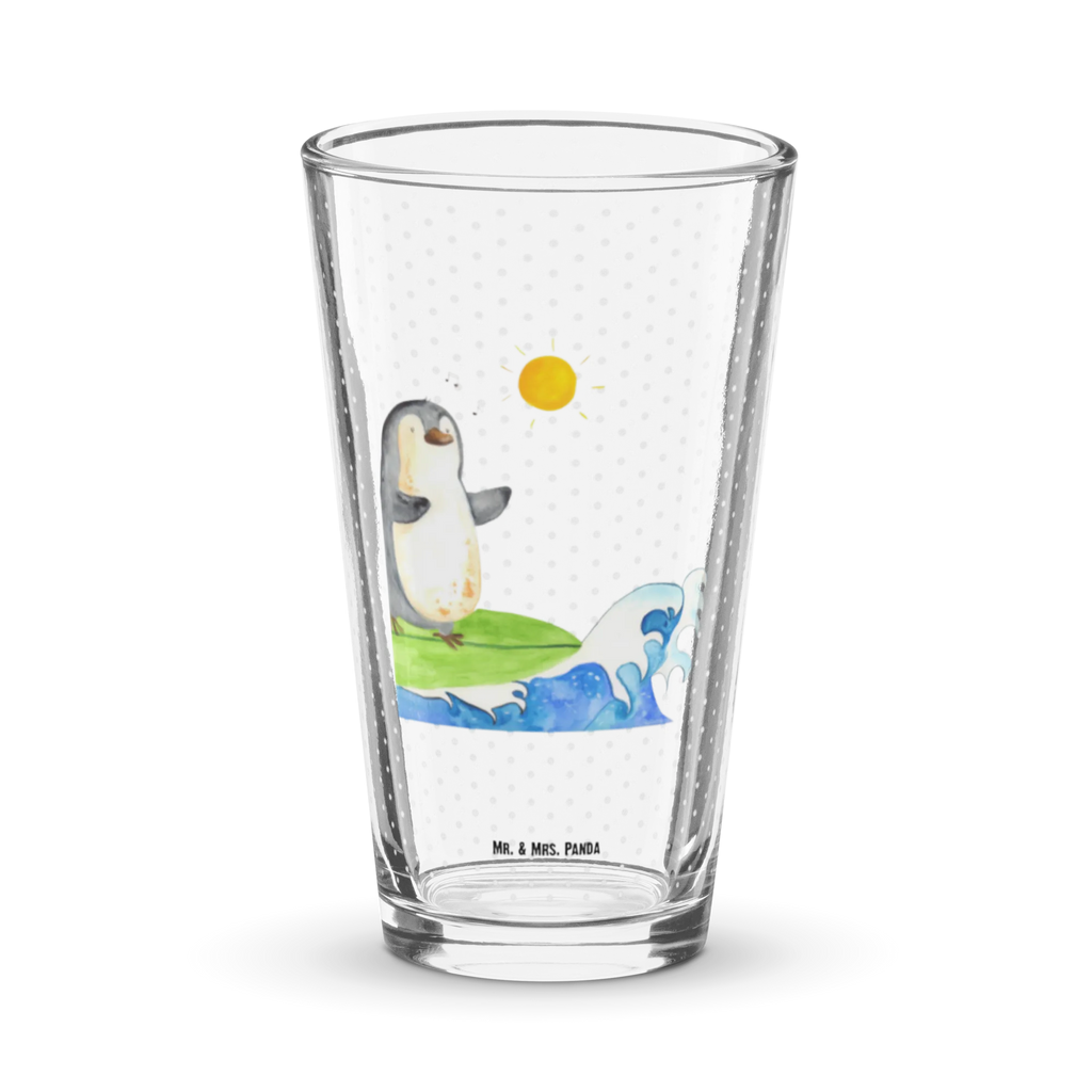 Premium drinking glass Penguin surfer highball glass, barware, dishwasher safe glass, lead-free crystal glass, stemware, water glass, beer glass, cocktail glass, drinking glass, pint glass, glass, tumbler, premium glassware, luxury drinking glass, Penguin, North Pole, Winter, Penguins, wave riding, surfers, surfing, Portugal, penguins, Hawaii, waves, holidays