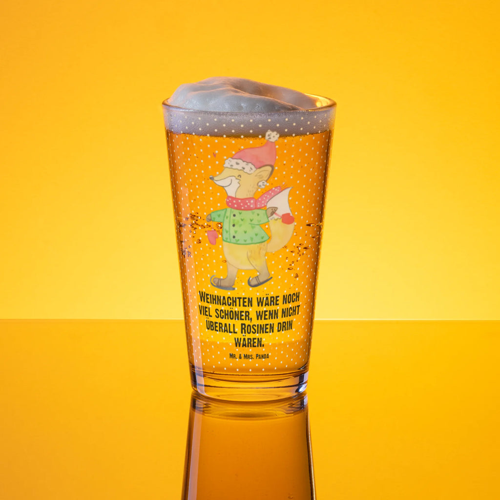 Szklanka do picia premium lis łyżwy Zima, Boże Narodzenie, dekoracje świąteczne, Mikołaj, Adwent, Wigilia, zimowy motyw