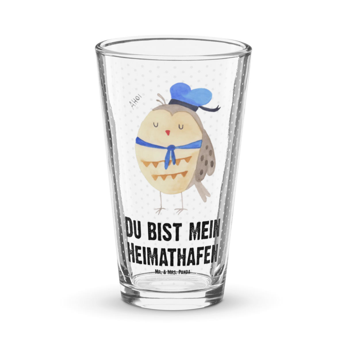Premium drinking glass Owl sailor birthday present, forest animal, bird, nocturnal, illustrated, romantic gift, owl decor, gift ideas, Marriage, Wedding anniversary gift, Owl decoration, Girlfriend, Home port, Owl saying, Pun funny, Mariner, Sailor